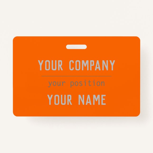 Neon orange - bold lettering - QR  code ID Badge (Front)