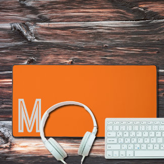 neon orange - bold monogram  desk mat