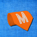 neon orange - bold monogram  tie<br><div class="desc">Necktie with a neon orange solid background and bold white font Simple and trendy design by Alma Wad. Personalise it with your monogram now.
_________________
 Orange - the colour of the Sun  - is often associated with the sign of Leo . You can consider this when choosing a gift.</div>