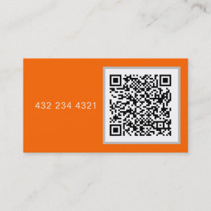 neon orange - bold QR code Business Card