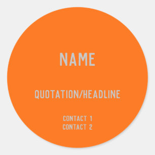 Neon Orange Custom  Classic Round Sticker