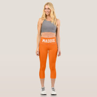 Neon Orange Funky Custom Name Leggings