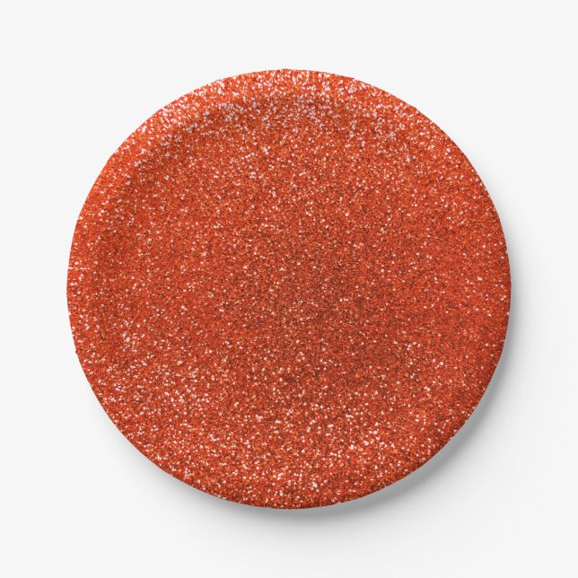Neon orange glitter paper plate (Front)