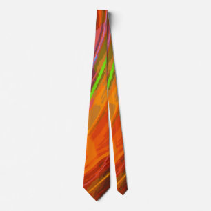 Neon Orange Green Blue Light Streak Futuristic Tie