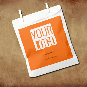 Neon orange - modern logo favour bag
