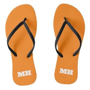 Neon Orange Monogram Colour Bright Elegant Thongs