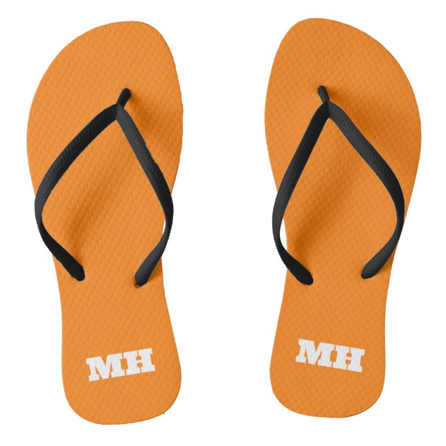 Neon Orange Monogram Colour Bright Elegant Thongs (Footbed)