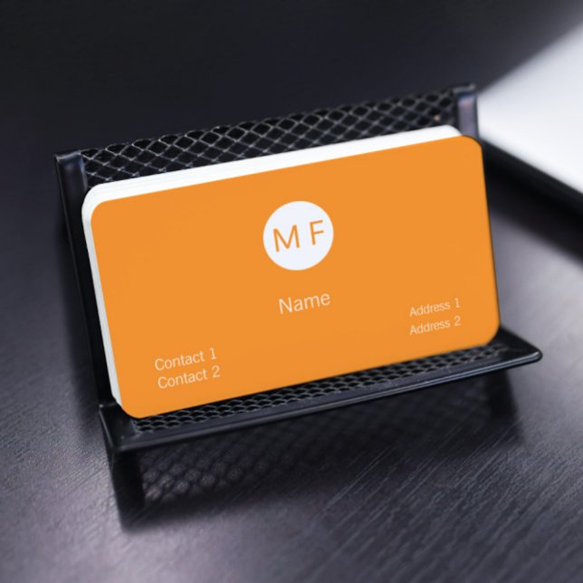 neon orange  monogrammed business card (Creator Uploaded)