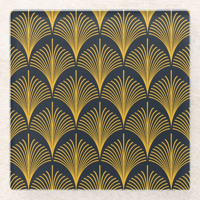 Neon Orange Peacock Scale Wallpaper. Glass Coaster (Front)