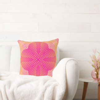 Neon Orange Pink Halftone Glow Cushion