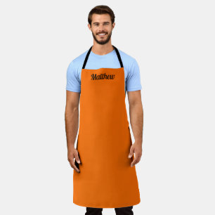 Neon Orange Retro Modern Name Bright Apron