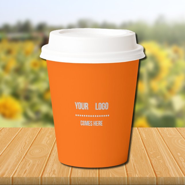 neon  orange solid colour -  add logo paper cups (Creator Uploaded)