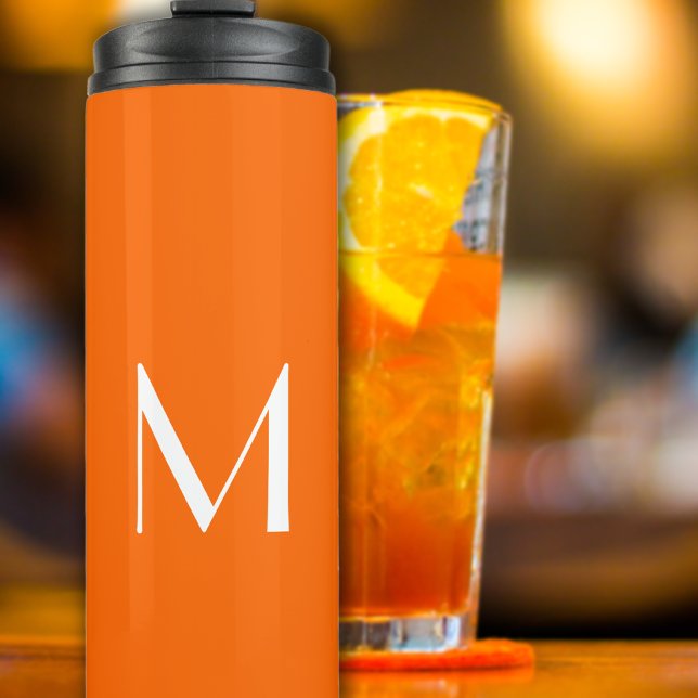 neon  orange solid colour - add monogram  thermal tumbler (Creator Uploaded)