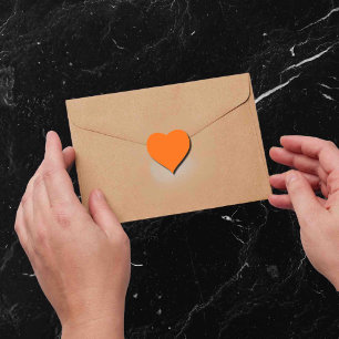 neon orange solid colour heart sticker