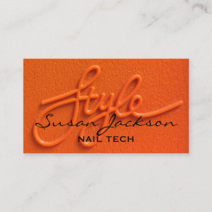 Neon Orange Style Modern Script Business Card