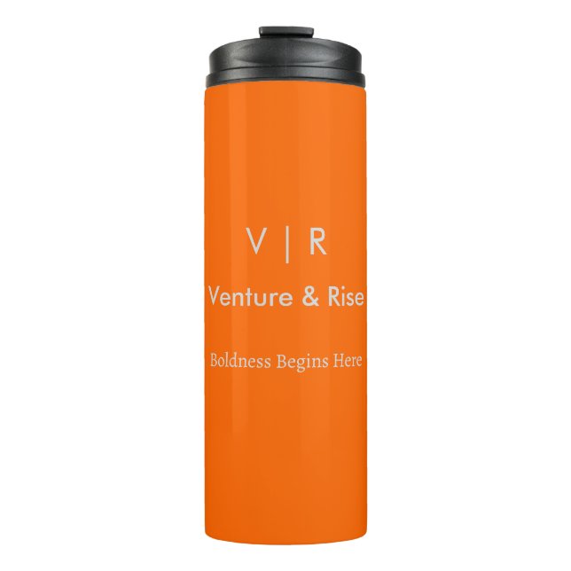 Neon Orange Thermal Tumbler – Custom Monogram&Text (Front)