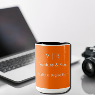 Neon Orange Two-Tone Mug – Custom Monogram&Text