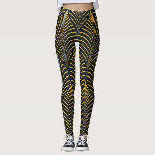 Neon orange vintage: ornate leaves. leggings