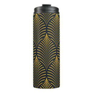 Neon orange vintage: ornate leaves. thermal tumbler