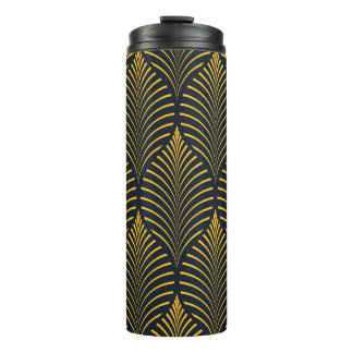 Neon orange vintage: ornate leaves. thermal tumbler
