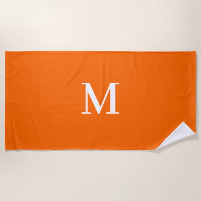 Neon Orange-your bold monogram Beach Towel (Front)