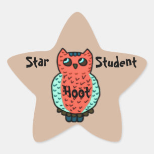 Neon Owl Star Student Sticker
