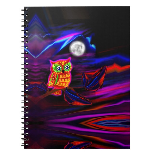 Neon Owl Thunderstorm Flash Notebook (Front)