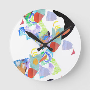 Neon paint blobs funky art round clock
