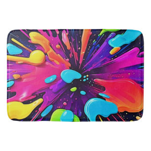 Neon Paint Burst Art Bath Mat