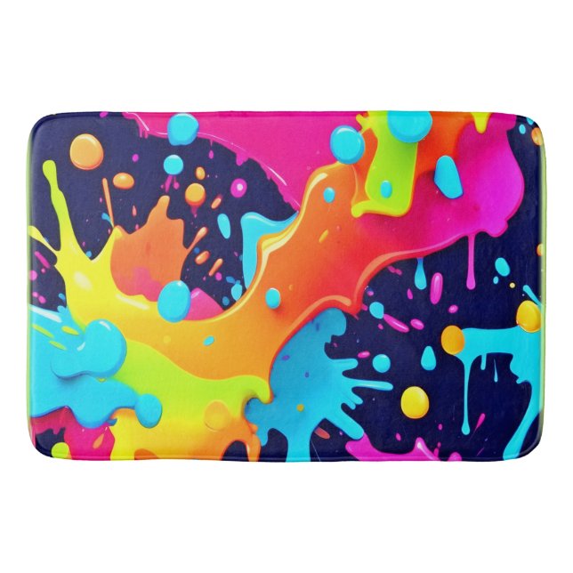 Neon Paint Explosion Bath Mat (Front)