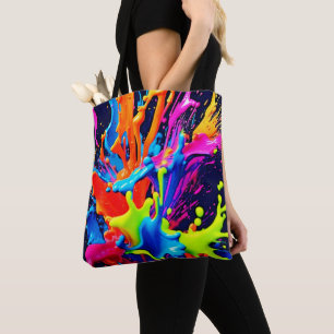 Neon Paint Fluid Explosion Tote Bag