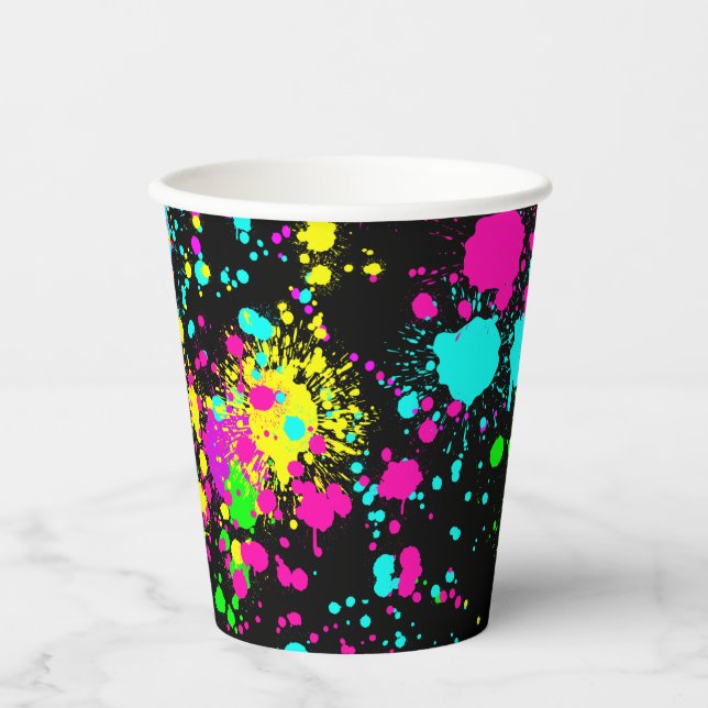 Neon paint glow birthday paper cups (Front)