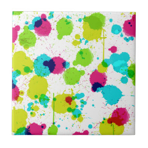 Neon Paint Splash Ceramic Tile