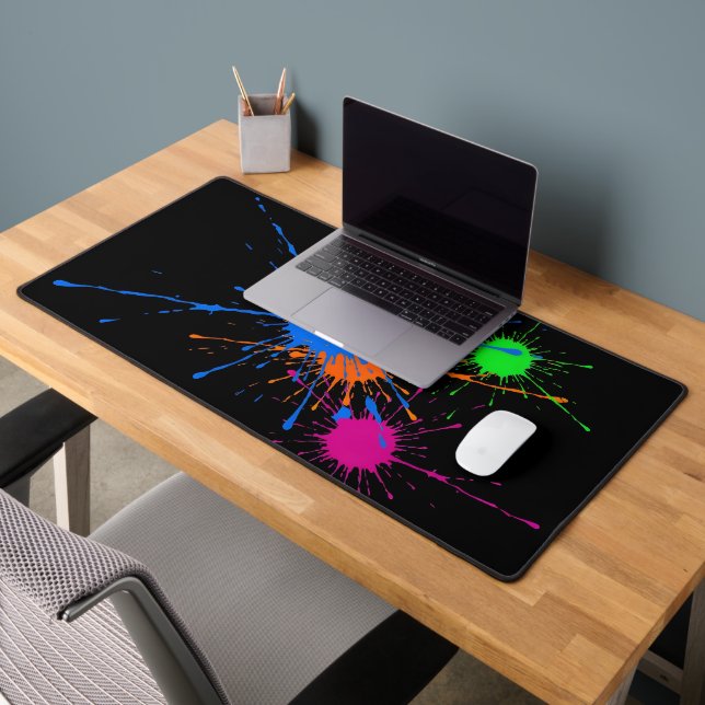 Neon Paint Splash Desk Mat (Office 2)