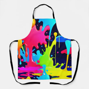 Neon Paint Splash Drip Chaos Apron