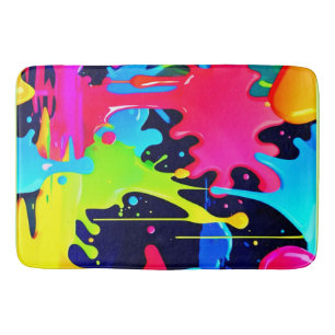 Neon Paint Splash Drip Chaos Bath Mat