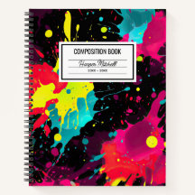Neon Paint Splatter Composition Notebook