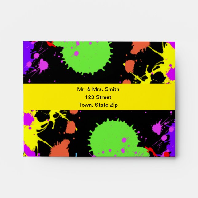 Neon Paint Splatter Custom Envelopes (Front)