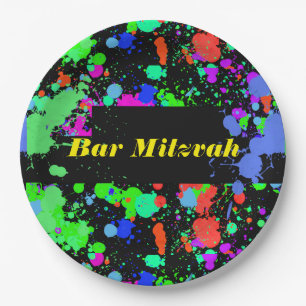 Neon, Paint Splatter, Custom Paper Plates 7"