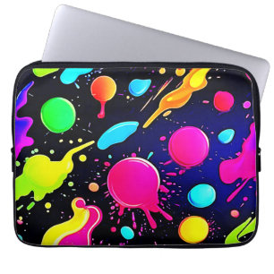 Neon Paint Splatter Design Laptop Sleeve