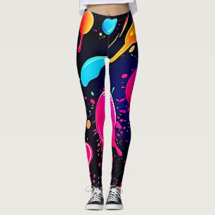 Neon Paint Splatter Design Leggings
