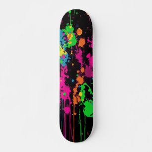 Neon Paint Splatter Drip Abstract Street Art Skateboard