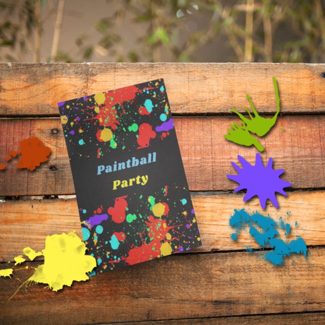 Neon Paint Splatter, Paintball Party Invitation (Creator Uploaded)
