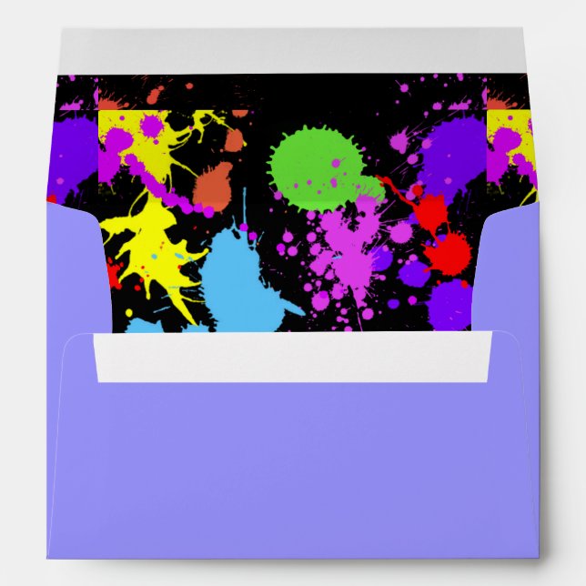 Neon Paint Splatter, Party Envelopes (Back (Bottom))