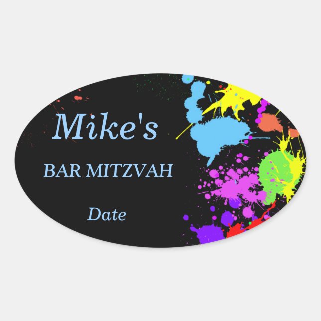 Neon Paint Splatter Sticker/Labels Oval Sticker (Front)