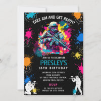 Neon Paintball Invite - Combat Glow Birthday Party