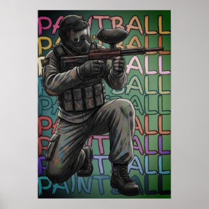 Neon Paintball Warrior Poster