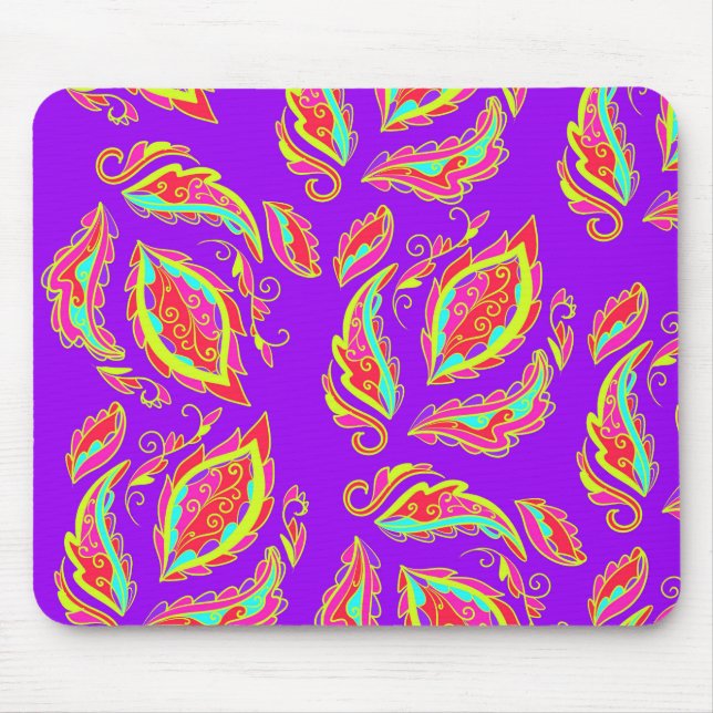 Neon Paisley Mouse Pad (Front)