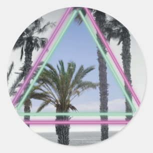 Neon palm magnet classic round sticker
