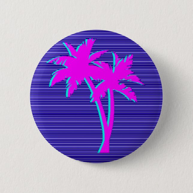 Neon Palm Tree 6 Cm Round Badge (Front)